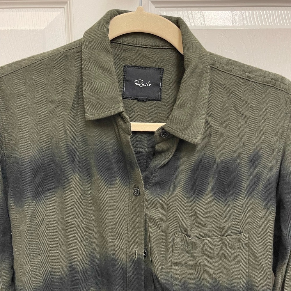 Rails Hunter Button Down In Olive Black Waves - image 2